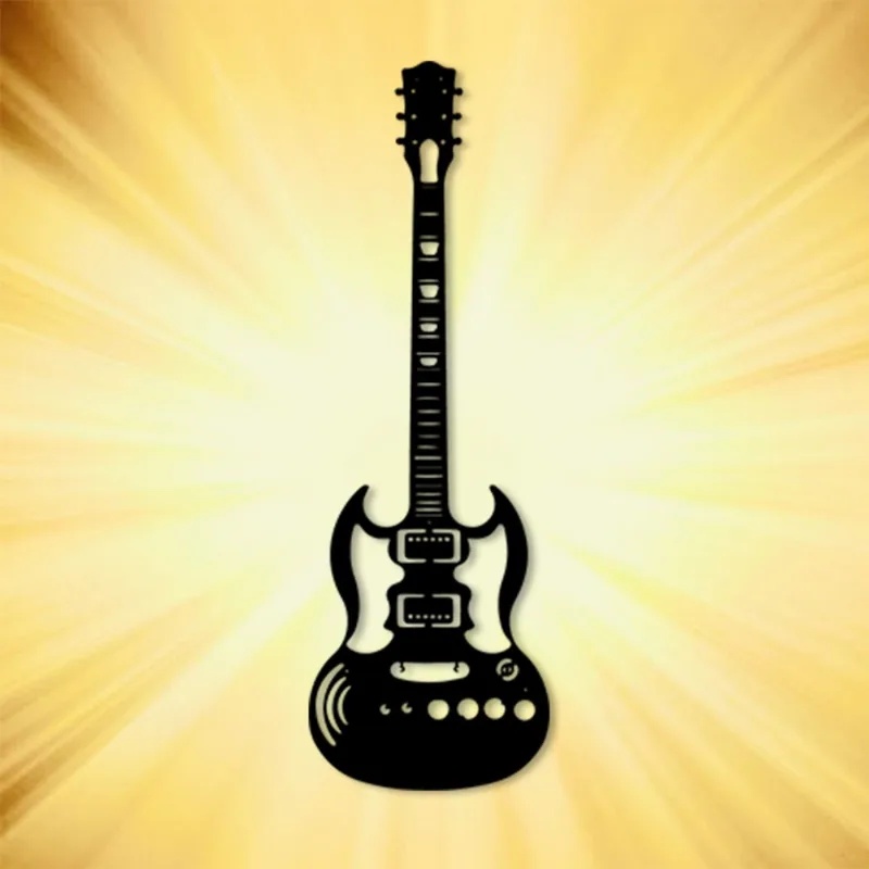 Home Bar Lounge - Patung Gitar Logam 3D untuk Dekorasi