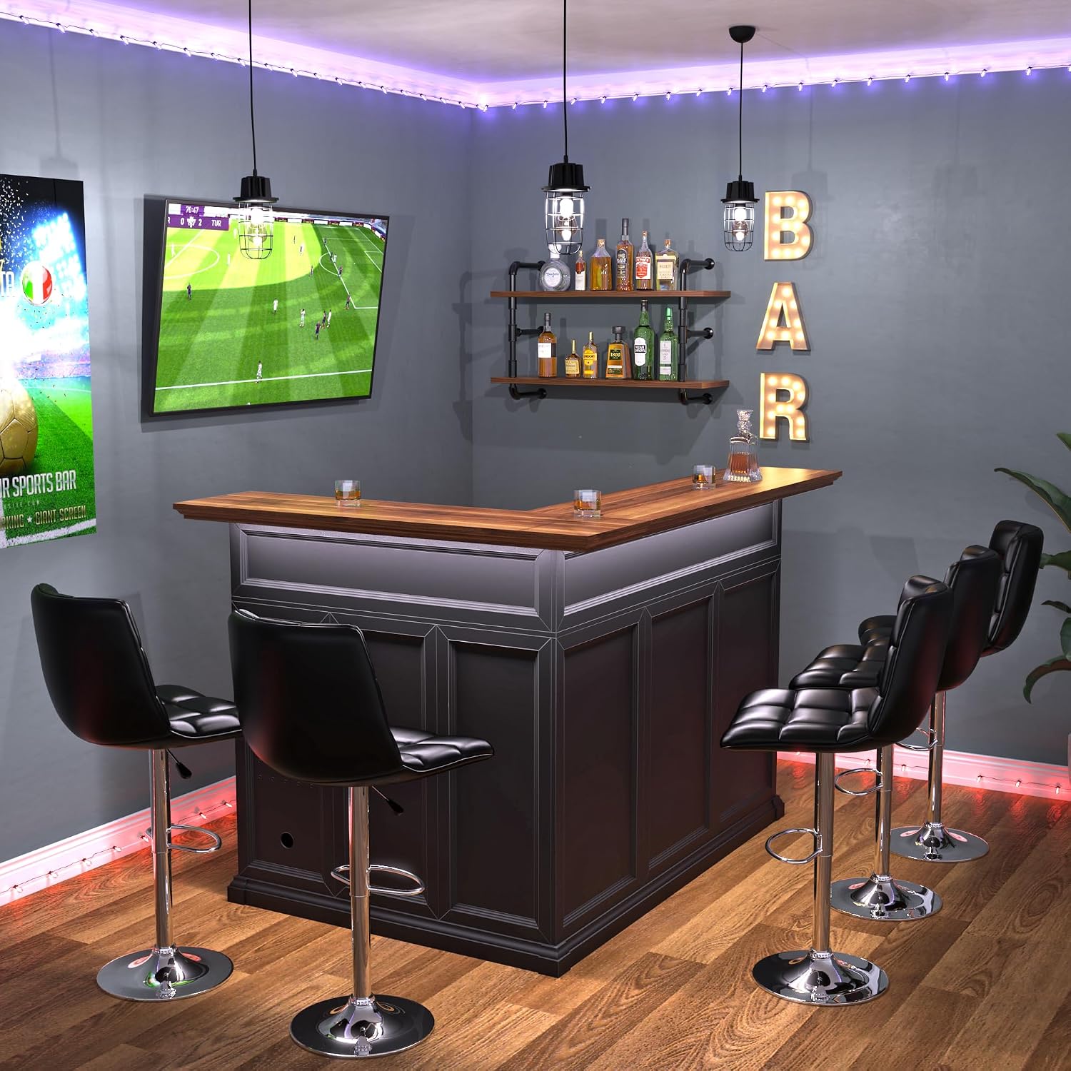 Kabinet Bar Rumah Bentuk-L den - Home Bar Lounge ulasan dan harga